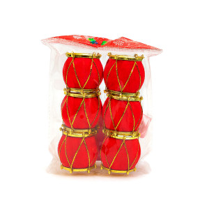 Red Velvet Golden Drum Ornaments